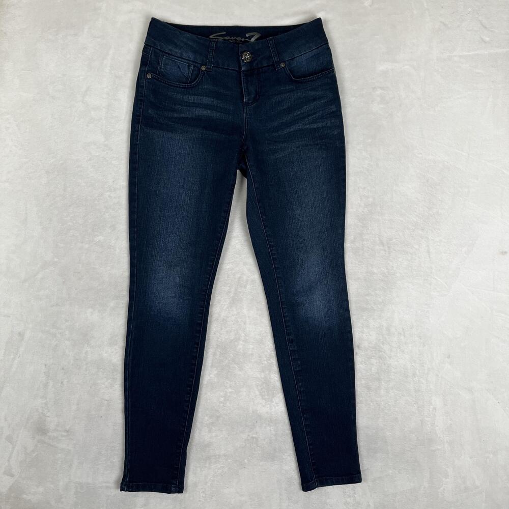 Seven7 Legging Jegging Jeans Womens 4 Blue Dark Wash Stretch Denim Embroidered